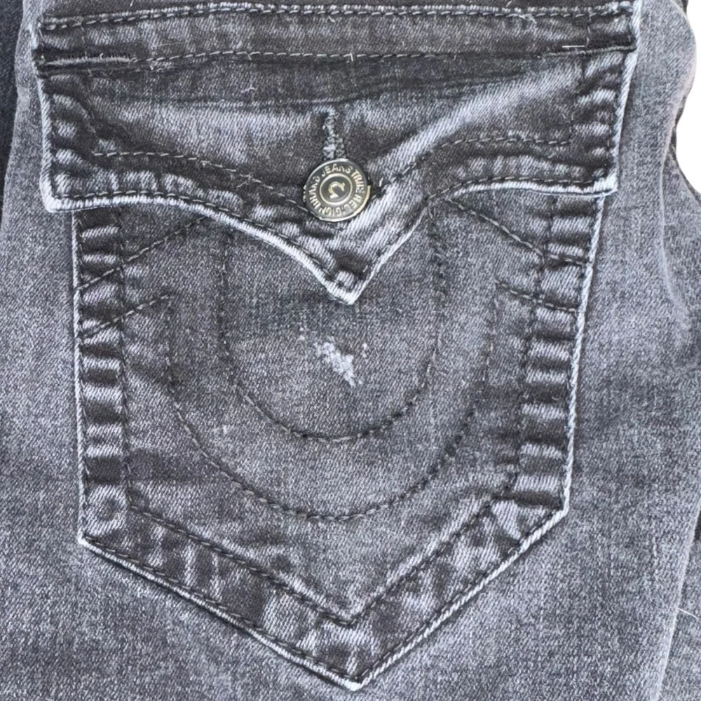 True Religion Straight Leg Jeans Mens 32x33 Dark Wash Designer Denim Y2K